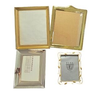 Lot 4 Assorted rectangle Picture Frames Elsa L Gold Silver w glass 3x5 4x6 5x7